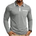 thumbnail image 2 of Men's Polo Shirts Zip Long Sleeve Classic T-Shirts Casual Golf Shirts Stylish Collared Tee, 3XL, 2 of 7