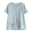 thumbnail image 4 of Wlylongift Women's 2024 Summer Tops Floral Short Sleeve Jacquard Print Loose Babydoll T Shirts Tunic Blouses, 4 of 4