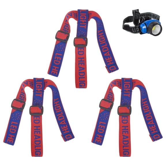 Uxcell 3-Pack Headlamp Strap Replacement Headband, High Elastic Adjustable Belt for Climbing, Red Blue
