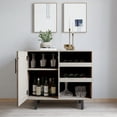 thumbnail image 3 of Merrick Lane Bar and Sideboard with Storage Cabinet, Hanging Stemware Holders and Bottle Storage, Gray, 3 of 15