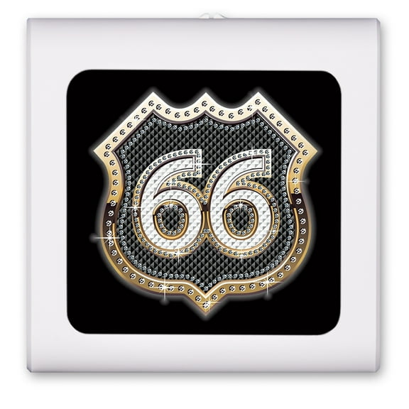 Plug in Dimmable LED Night Light with Dusk to Dawn Auto Sensor, Adjustable Brightness, Warm Light, Auto On/Off Nightlight for Bathroom, Hallway, Nursery, Bedrooms - Route 66 Bling (gold)