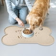 thumbnail image 3 of Dog Cat Food Mat Raised Edges Dog Feeding Mat Silicone Food Mat for Pet Bowls Milkbrown,Beige 10" x 20", 3 of 9
