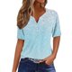 thumbnail image 2 of Fiudx Ofertas Del Día Blusa de Manga Corta con Estampado de Moda para Mujer, Camiseta con Cuello En V, Tops Informales con Botones, 2 of 5