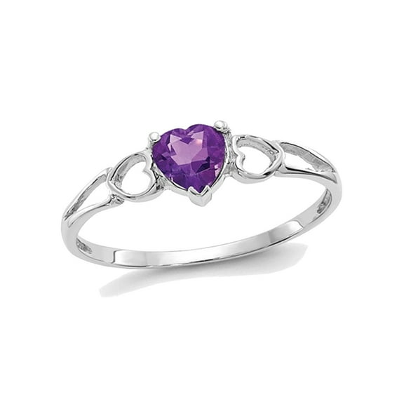 Gem & Harmony 2/5 Carat (Ctw) Amethyst Heart Promise Ring in 10K White Gold for Women