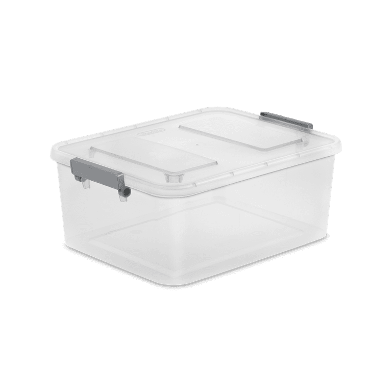 Plastic Storage Container Clear Bins W/ Lids 20 Quart Gasket Box Titanium 6  Pack