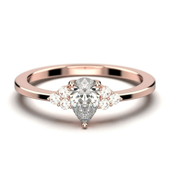 Dazzling Minimalist 1.25 Carat Pear Cut Affordable Ring, Diamond Moissanite Engagement Ring, Unique Wedding Ring in 10k Solid Rose Gold, Gift For Her
