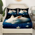 thumbnail image 2 of Erosebridal Cute Rabbit Fitted Sheet Set Full, Farm Animal Bed Set, Psychedelic Stars Room Decor, 3pcs (No Top Sheet), 2 of 6