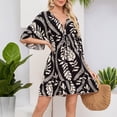 thumbnail image 5 of Karight Womens Summer Dresses Casual Boho Floral Babydoll Tropical Leaf Print V Neck Half Sleeve Tie Waist Ruffle Hem Cover Up Dress Casual Beach Dress, 5 of 9