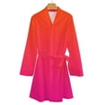 thumbnail image 4 of Redish Pink Gradient Night Robe Long Sleeve V Neck Robe With Belt Women's Sleepwear Dresses, 4 of 9