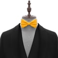 thumbnail image 4 of Boy's Bright Yellow Bow Tie Pre-Tied Style Formal Satin Classic Bowtie for Tuxedo Faux Silk, by Adam Young (Medium, Merigold Yellow), 4 of 5