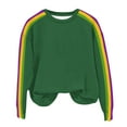 thumbnail image 4 of Royisotas Trendy Women's Sweatshirts Striped Long Sleeve Winter Pullover Loose Fit Green Casual Crew Neck No Hood Tops, 4 of 4