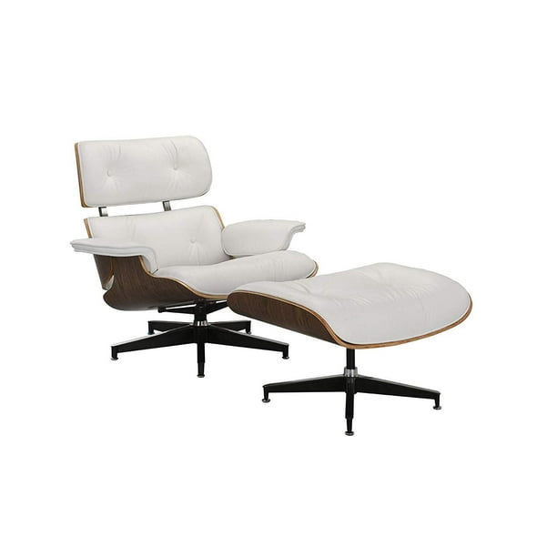 Mid Century Modern Swivel Lounge Chair And Ottoman White Walmart Com Walmart Com