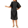 thumbnail image 3 of INSPIRE CHIC Women's Satin Nightdress Flare Bell Short Sleeve Sleep Dress Nightshirt Nightgown M Black, 3 of 6