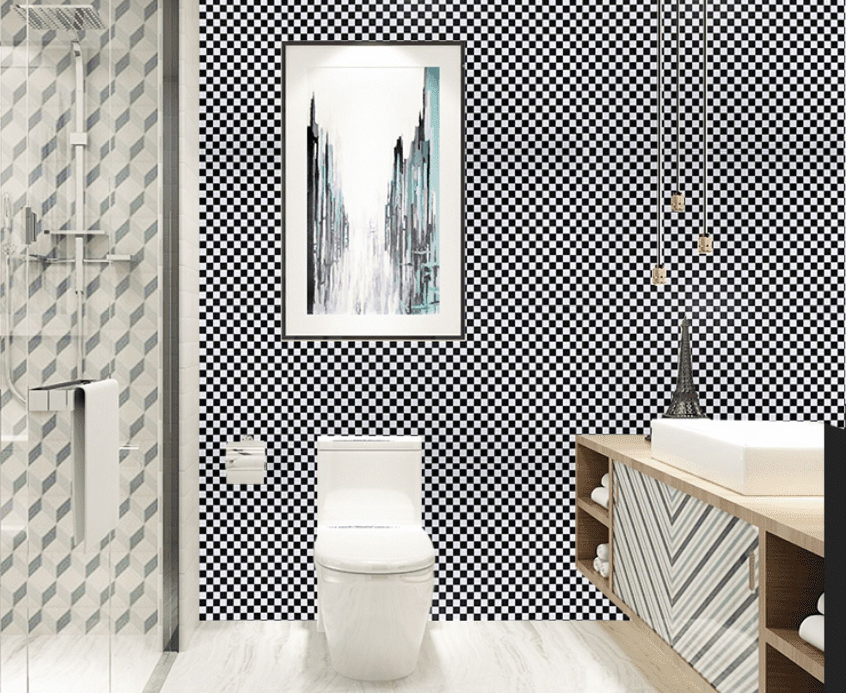 Peel and Stick Wallpaper, 17.7in x 32.8ft, Black and White Checkerboard