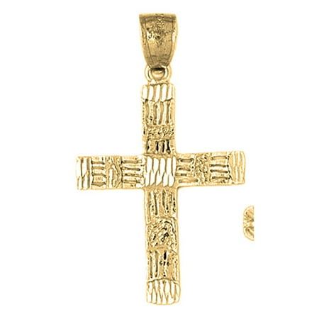 18K Yellow Gold Latin Cross Pendant - 40 mm