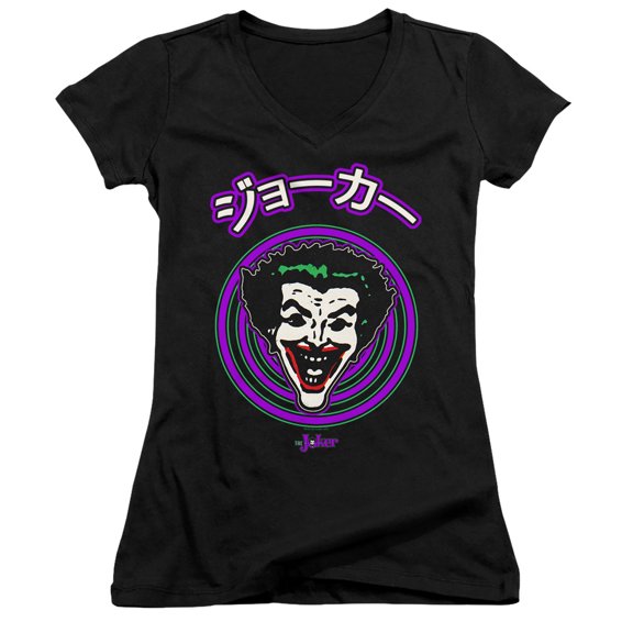 Batman Face Spiral Junior Women's T-Shirt V-Neck Black
