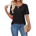thumbnail image 2 of Women'S Summer Tops Dressy Casual Short Sleeve Blouses Elegant Shirts Black XXL, 2 of 6