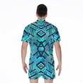 thumbnail image 2 of Turquoise Ethnic Aztec Trippy Short Sleeve Men'S Rompers, Ethnic Casual Summer Jumpsuits Outfit, 2 of 4