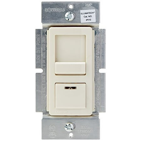 1000w Slide 3 Way Dimmer - Leviton IPI10-1LZ IllumaTech 1000W Preset Incandescent Dimmer, Single Pole or 3-Way, White/Ivory/Light Almond
