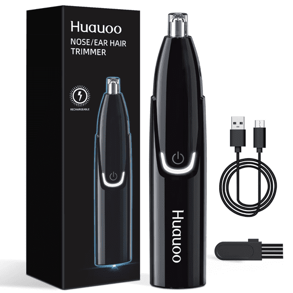 Huauoo Rechargeable Nose and Ear Trimmer, Unisex, Black