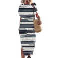 thumbnail image 1 of SMihono Robe Maxi Bohème d'Été pour Femmes Grande Taille Robe Maxi pour Femmes Vacances à la Plage Décontractée Robe Longue Ample Manches Courtes Robes d'Été avec Fente Robe de Plage, 1 of 5