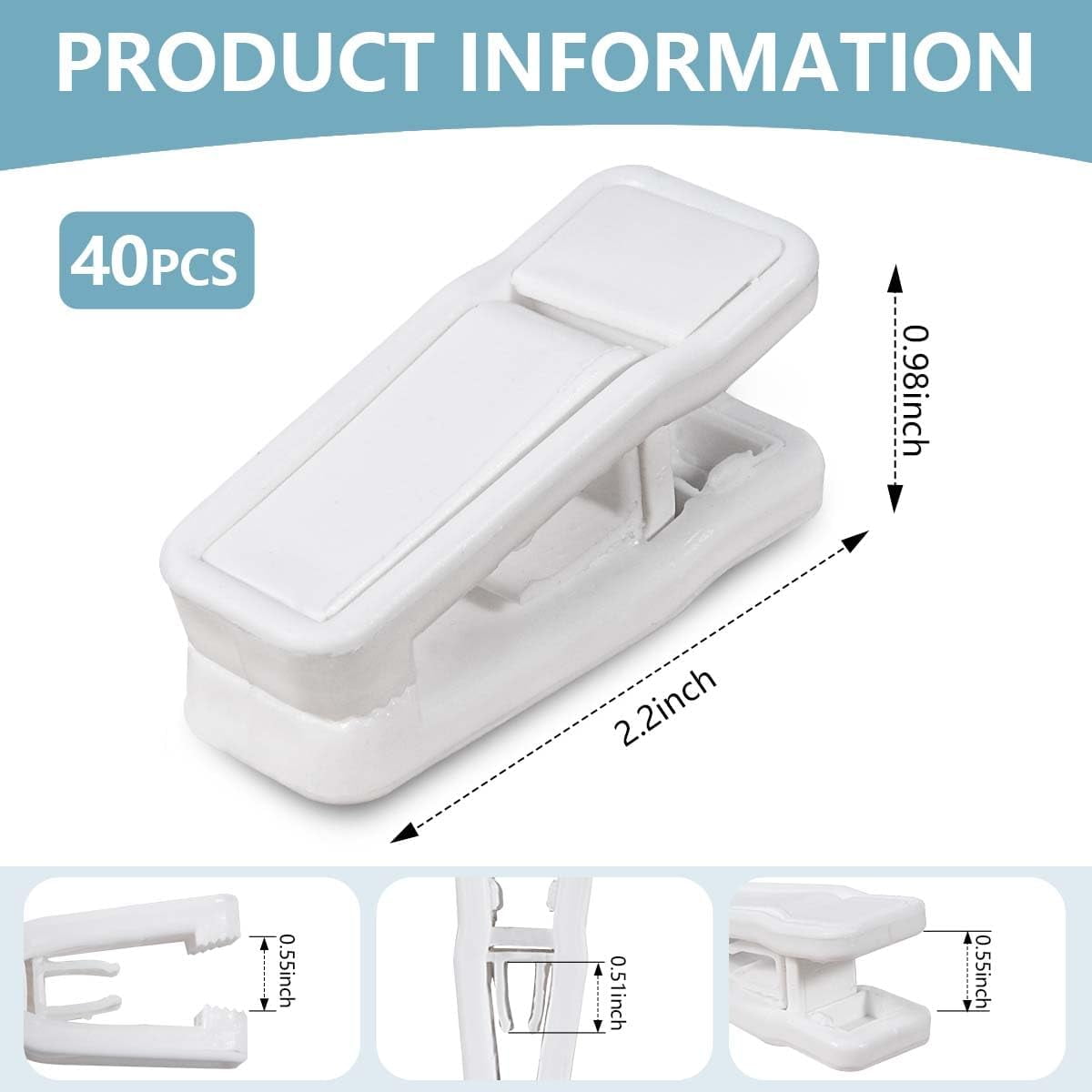 SHAANXIXIAN 40 Pcs Plastic Baby Hanger Clips Slim-line Finger Clips Set for Clothes Hanger Velvet Hanger (White)