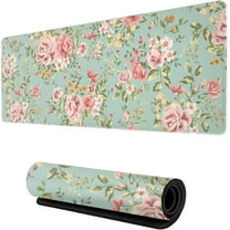 Vintage Flower Gaming Mouse Pad XL, Extended Large Full Desk Mousepad 31.5 X 11.8 Inch, Waterproof Big Mouse Pad with Stitched Edge, Non-Slip Long Keyboard Mat for Office & Home