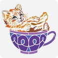 thumbnail image 1 of Plantilla para pintar un gato en una taza de té (30 x 30 cm). Plantilla para dibujar un gatito adorable. Plantilla de plástico para tazas de té. Plantilla para manualidades con temática animal., 1 of 7