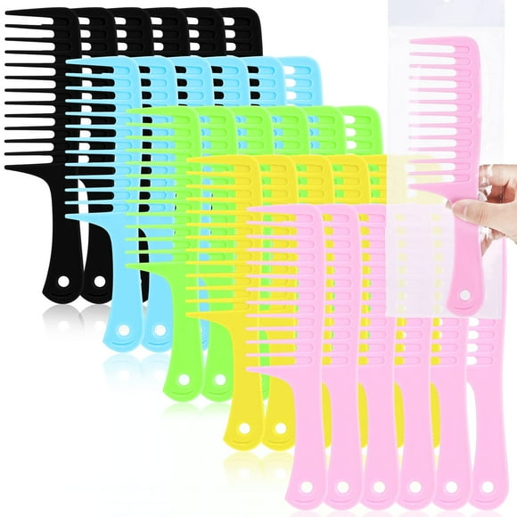 Vesici 100 Pcs Peigne à Dents Larges Coloré en Vrac Peigne de Poche avec Manche Rond pour Coiffeur Charité Hôtel Cadeaux de Noël Cheveux Longs Bouclés
