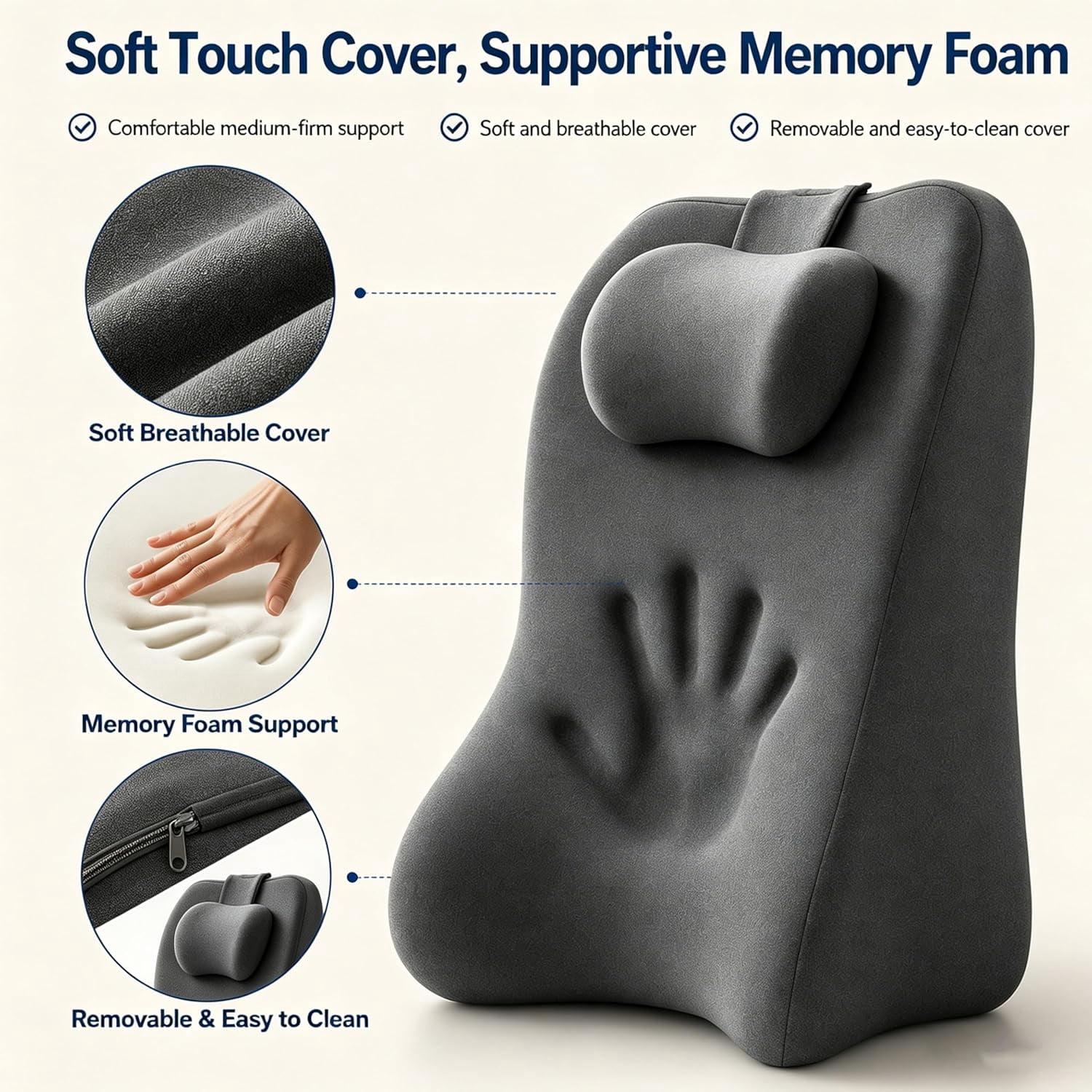 Couch Wedge Pillow for Sofa – Sloped Support Cushion for Yoga, Reading, Lounging & Evening Relaxation, Designed for Everyday Comfort and Easy Home Use(Light Gray)