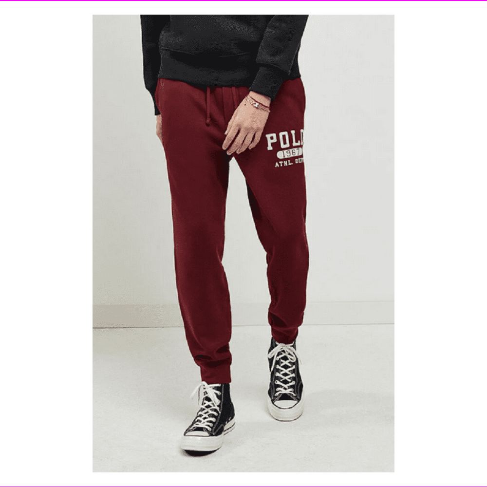 maroon polo sweatpants