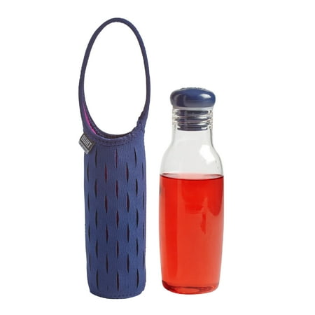 Giants 17 Ounce Glass - BUILT 17-Ounce Glass Bottle with Neoprene Tote, Navy