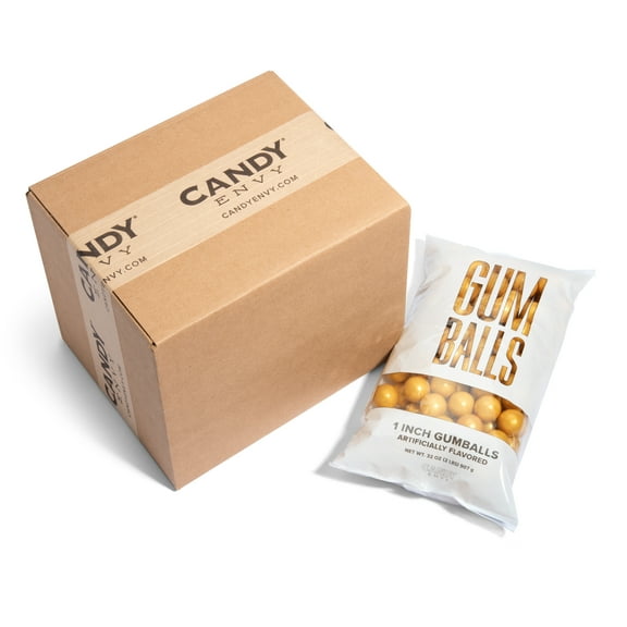 Candy Envy - Shimmer Gold 1Inch Gumballs - 2lb Bag - 6 Bags with Approximately 113 Gumballs Per Bag - North American Made & Kosher Certified