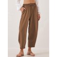 thumbnail image 4 of Women'S Summer High Waisted Baggy Pants Casual Ankle Length Trouser Slacks with Pockets Coffee Color S, 4 of 6
