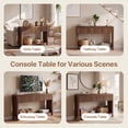 thumbnail image 4 of Innovar 47" Modern Fluted Sofa Table with Power Outlets - Curved Console Table W/Open Storage Shelf & 2 Drawers, Narrow Entryway Tables for Living Room, Hallway,Entrance,Walnut, 4 of 8