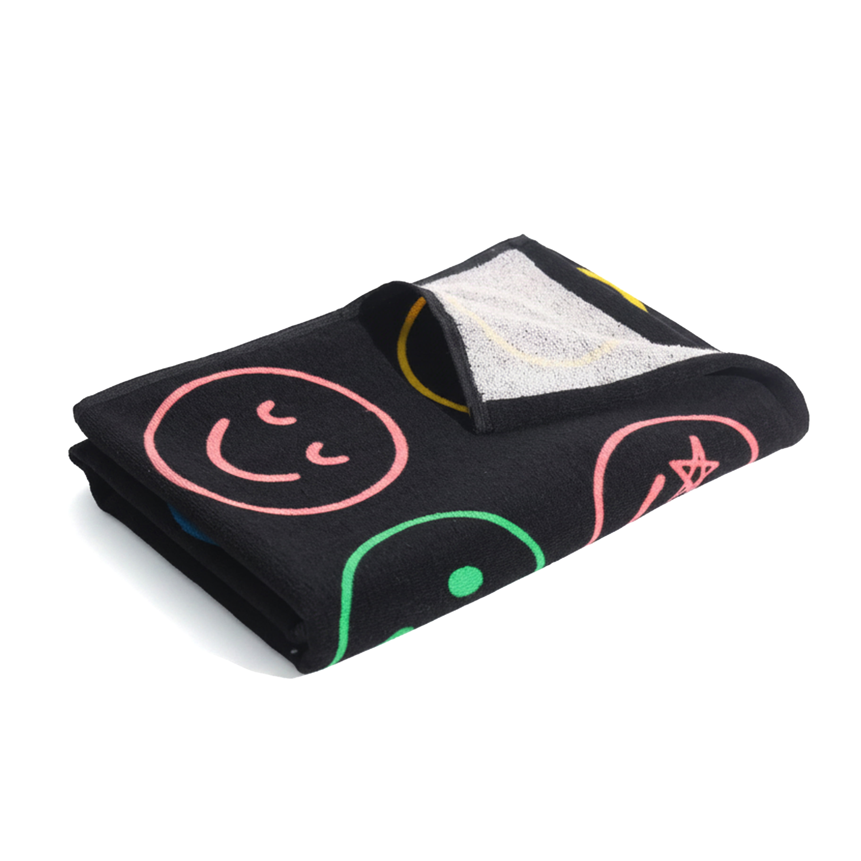 Mainstays Kids Cotton Blend Beach Towel, 30 x 60 Inches, Neon Smiles