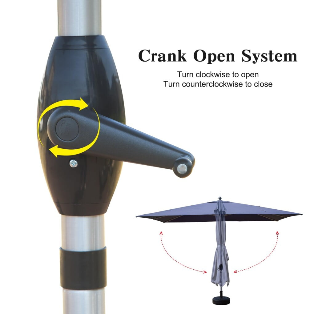 9'X11.5' Adjustment Rectangle Cantilever Umbrella with Push-Button Tilt , Patio Umbrella with Crank Open System, Aluminium Outdoor Umbrella for Backyard, Pool, Navy Blue