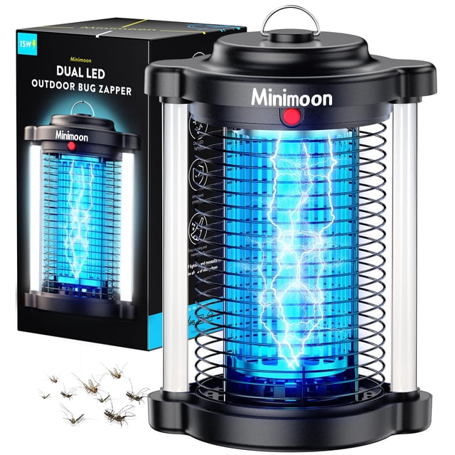 Ahuyentador de insectos Minimoon 4200V con doble LED, 15W, para exterior, IPX4