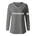 thumbnail image 3 of Freedom Shirts for Women Oversized Patriotic V Neck Long Sleeve Breathable Thin Fashion Top Tee Apparel Casual Loose Fit Daily Wear, 3 of 3
