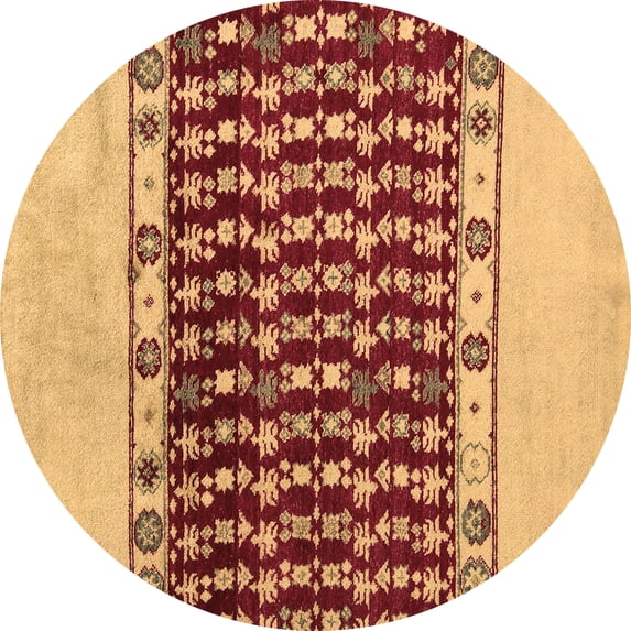 Ahgly Company Indoor Round Abstract Brown Modern Area Rugs, 7' Round