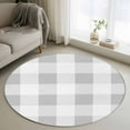 thumbnail image 2 of Grey Plaid 3ft Area Rug, Spring Summer Farmhouse Buffalo Checkered Washable Non-Slip Small Round Rugs for Entryway Bedroom Kitchen, Soft Circle Carpet for Dining Room, Playroom Nursery Rug, 2 of 9