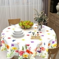 thumbnail image 3 of Easter Tablecloth Round 60 Inch Spring Summer Watercolor Wild Flowers Tablecloth Happy Easter Table Cloth Washable Butterfly Floral Decorative Outdoor Table Cover for Dining Room Kitchen Holiday, 3 of 6