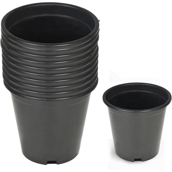 kimllier 2 Gallon Plastic Nursery Pot 10-Pack 2 Gallon Pots for Plants Black Plastic Planters for Outdoor Indoor Plants Gardening Flower Pots with Drainage Holes(10,2 Gallon)