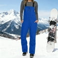 thumbnail image 2 of Women's Bib Snow Pants Windproof Waterproof Hiking Insulated Romper Snowpants Overalls with Pockets for Skiing Blue S, 2 of 9