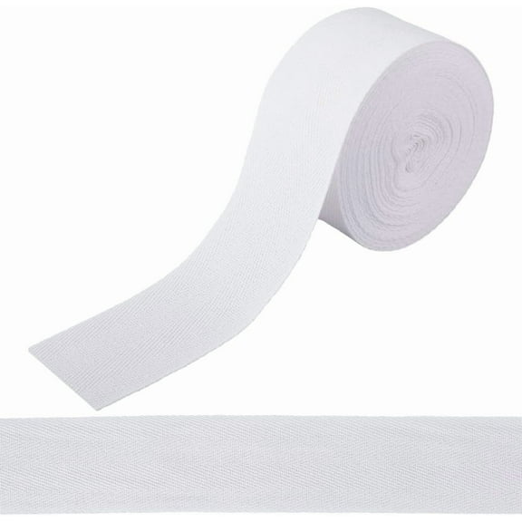 10.94 Yards x 2 Inch Cotton Twill Ribbon White Herringbone Webbing Tapes Bias Binding Ribbon Roll Trimming