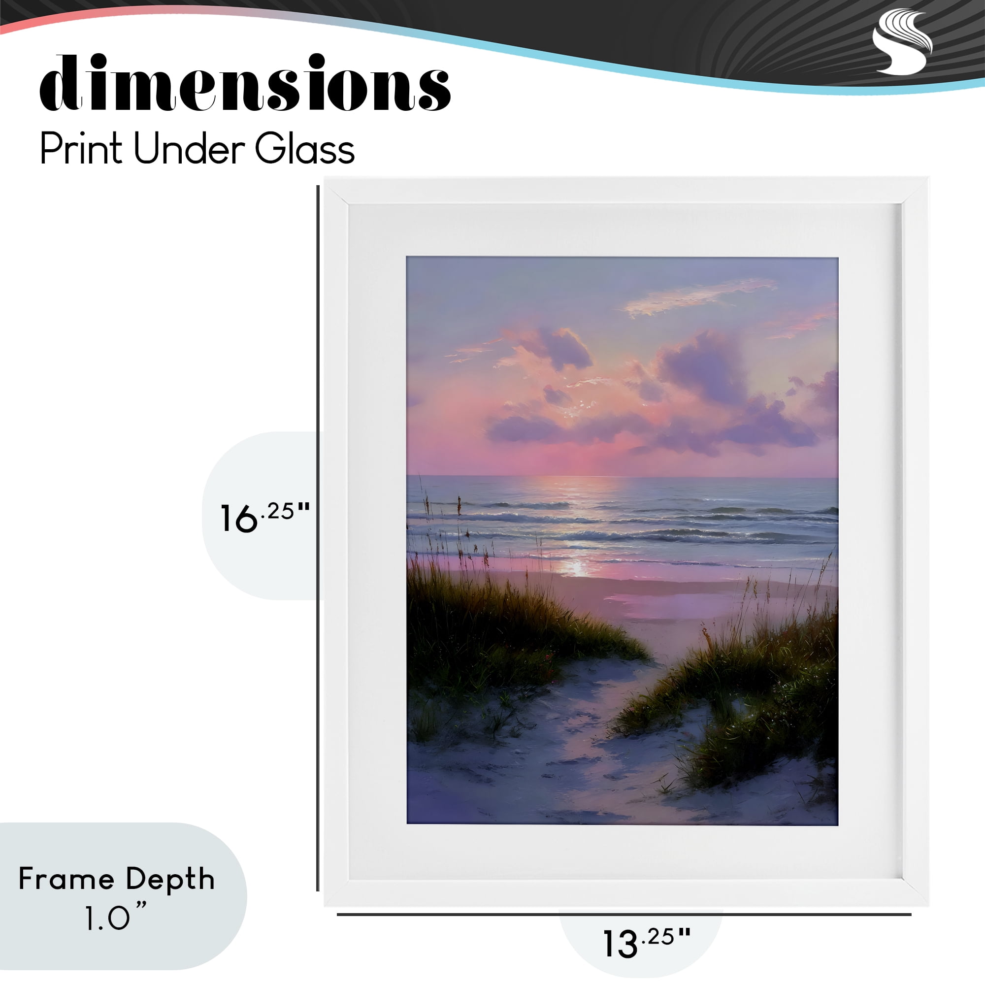 Stupell Industries Romantic Beach Sunset in Pink White Framed Print Under Glass, design by Franklyn Gregory