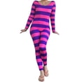 thumbnail image 1 of Txlixc Cheshire CAT Disfraz de Halloween Pink Purple STRIPE Conjunto de juego de rol de manga larga Txlixc moda, 1 of 8