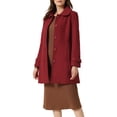 thumbnail image 4 of INSPIRE CHIC Women's Coats Peter Pan Collar Single Breasted Button Front Outwear Winter Coats M Red, 4 of 6