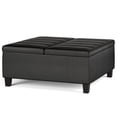 thumbnail image 6 of Ellis 36 inch Wide Contemporary Square Coffee Table Storage Ottoman in Distressed Black Vegan Leather, 6 of 13