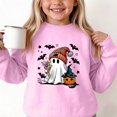 thumbnail image 4 of DJDLJWCJ Girls Halloween Fleece Sweatshirt Long Sleeve Crew Neck Oversized Graphic Pullover Kids Fall Casual Halloween Sweatshirts Pink Size 2T, 4 of 7